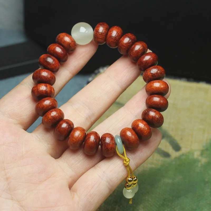 

Pterocarpus Santalinus Bracelet Red Sandalwood Old Materials Abacus Beads Matching Aventurine Spacer Beads SimpleDIYWomen's Rosa