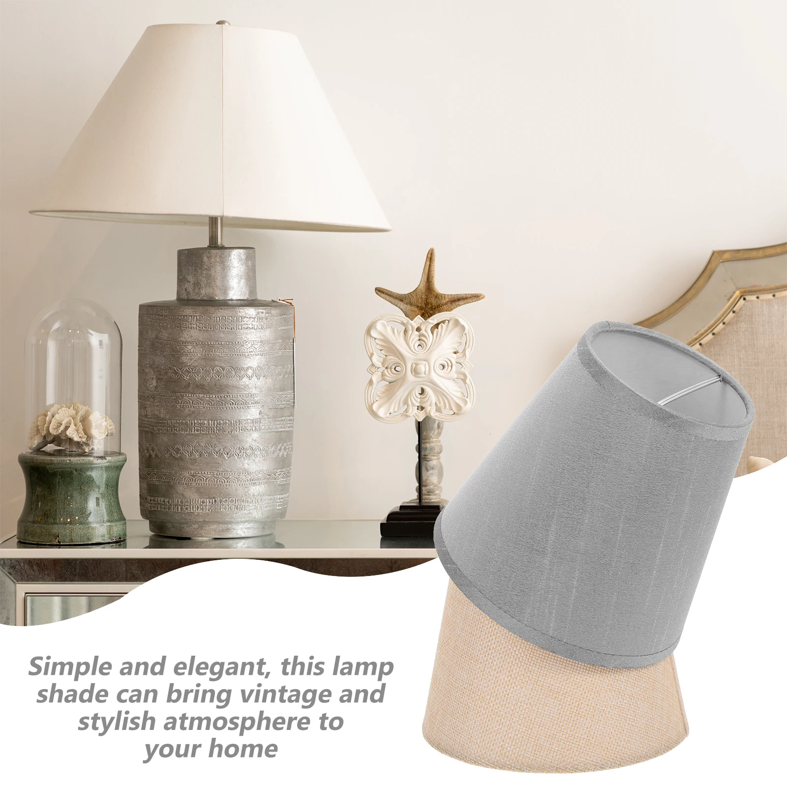 

2pcs Fabric Lampshade Cloth Replacement for Bedroom Vintage Style Decorative Light Cover Soften Lights Polyeste
