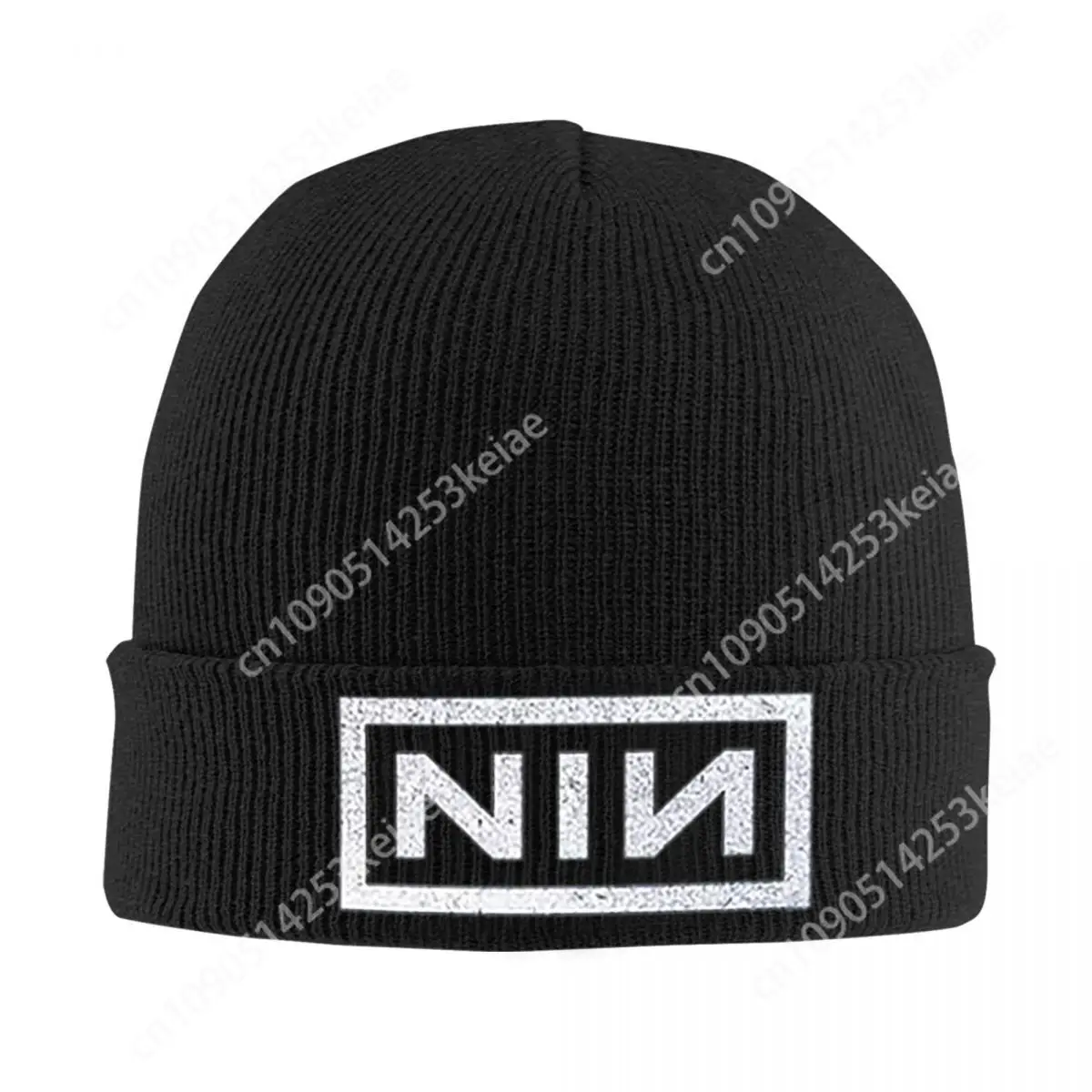 NIN Retro Merch Warm Winter Rib Knit Cuffed Beanie For Women Men Skull Knitted Hat Cap Nine Inch Nails Rock Band Bonnet Knit Hat