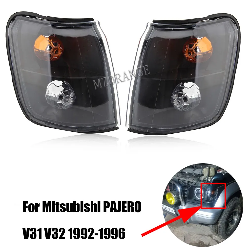 Corner Light For Mitsubishi PAJERO V31 V32 1992-1996 Turn Signal Lights Car Headlights Indicator Car Modified Smoked Black