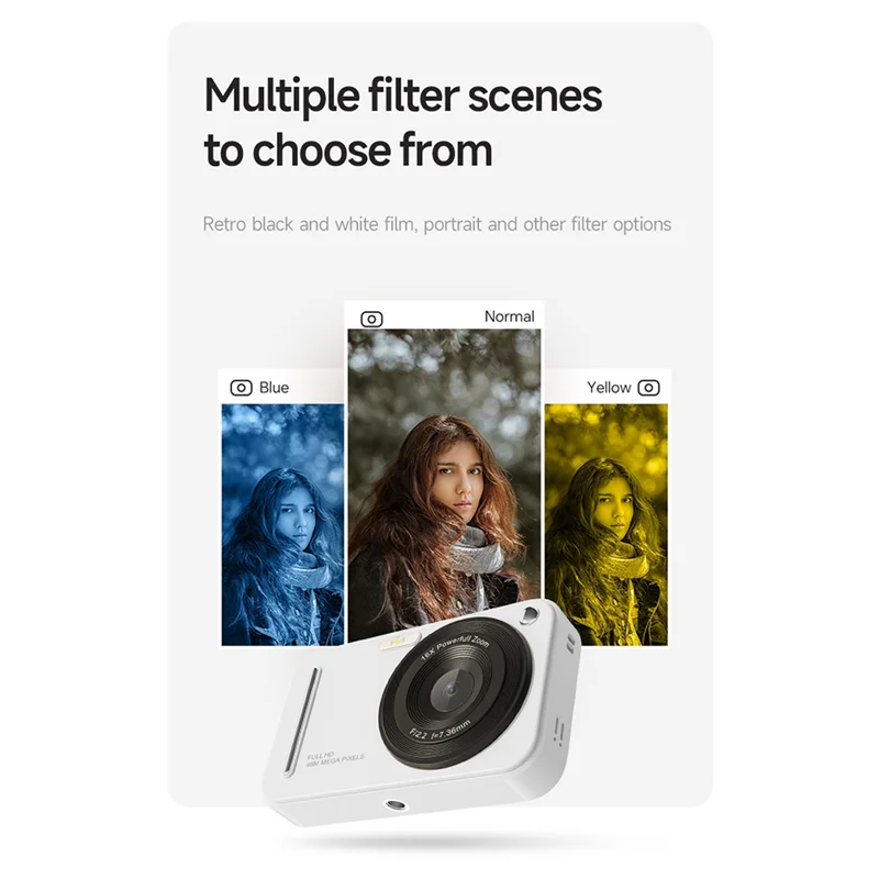 กล้องดิจิตอล ออโต้โฟกัส 48MP AF 4K กล้องสําหรับเด็กพร้อมซูม 16X ป้องกันการสั่นไหวสําหรับเด็กวัยรุ่น