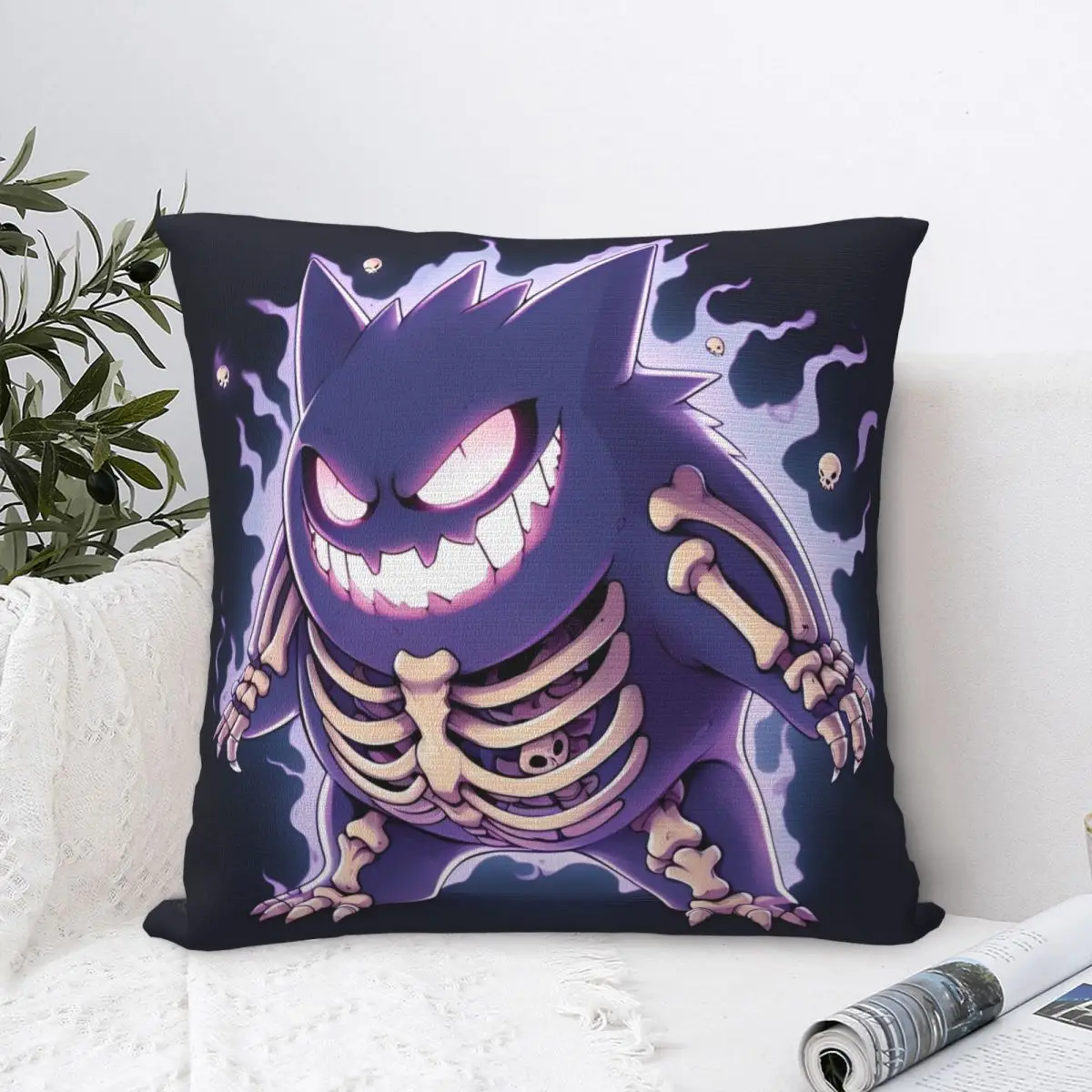 Japanese Anime Pokemon Gengar Cartoon Pillow Soft Pillow Case Cushion Cover Retro Pillowcases For Chair Sofa Home Decoration