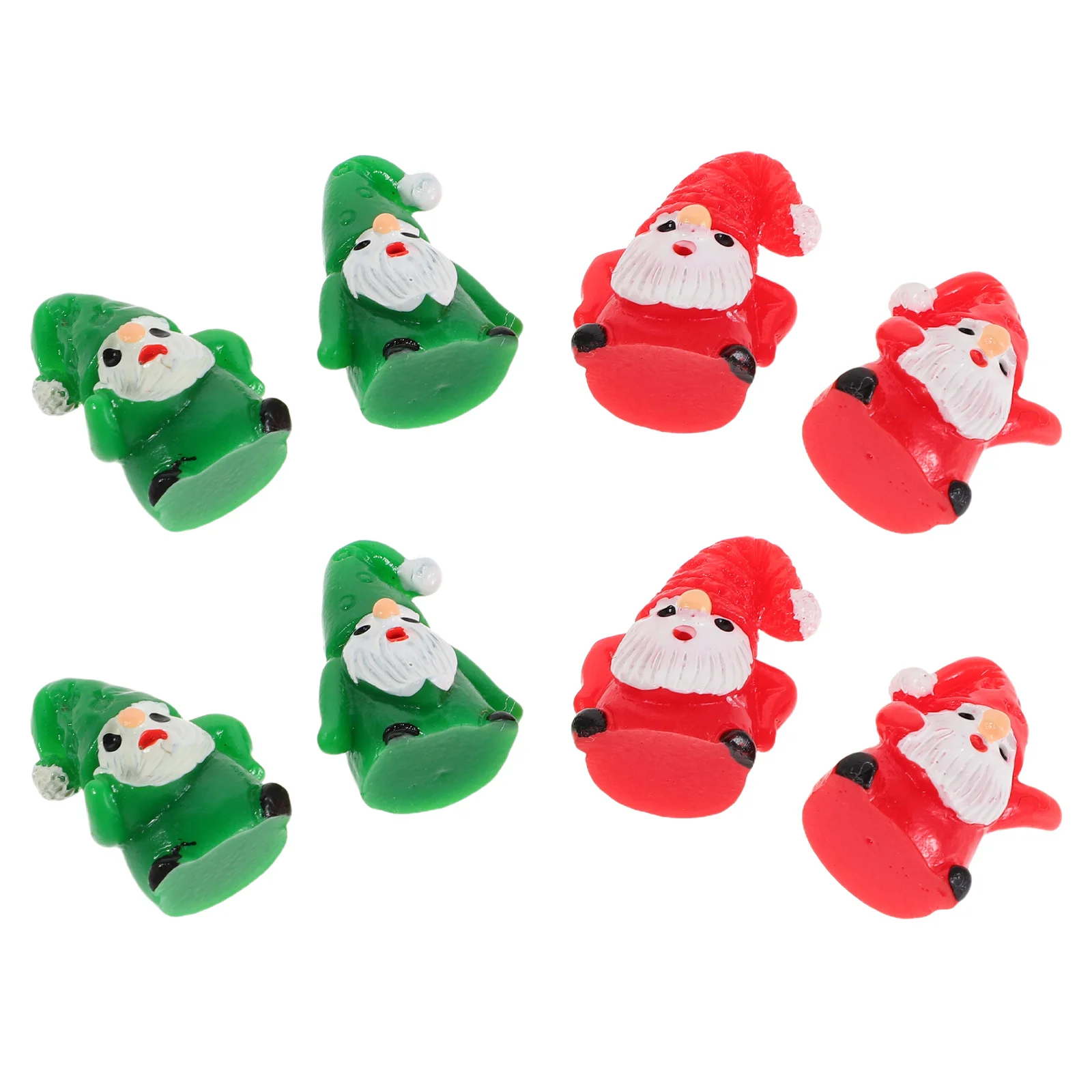 

8Pcs Mini Santa Claus Sculpture Detailed Design Compact Festive Atmosphere Tabletop Bonsai Garden Holiday Centerpiece