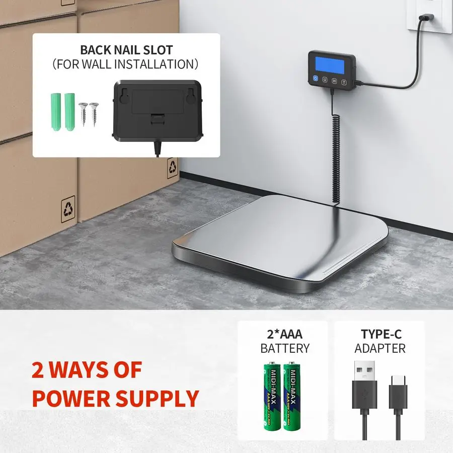 Waga pocztowa, wytrzymała waga pocztowa do pakietów o udźwigu 200 kg, duża waga do wagiowania przesyłek, przemysłowa, dla małych firm, do pralni