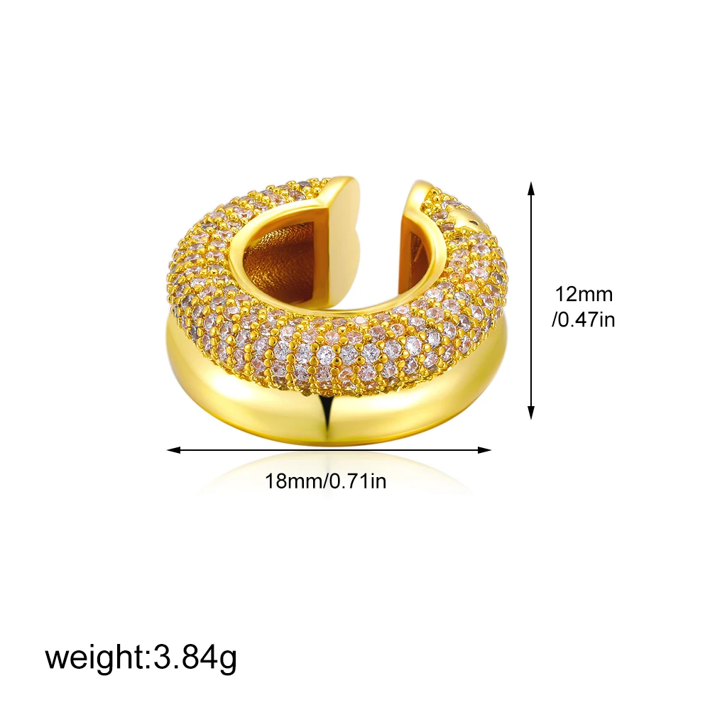 1 stücke Zarte CZ Zirkon Doppel Schicht C-form Chunky Manschette Ohrringe Edelstahl Kein Piercing Knorpel Ohr Clip luxus Schmuck