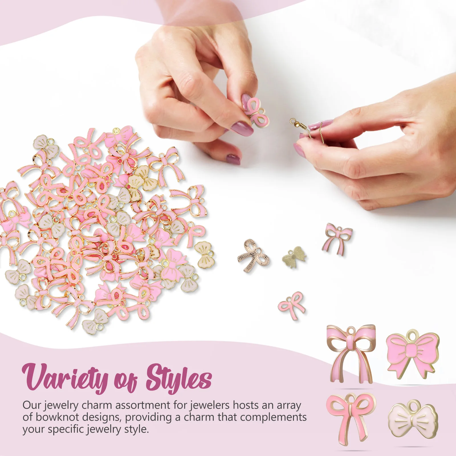 

60 Pcs Earring Pendant Bow Tie Charms Jewelry Making Supplies Alloy Accessories Bracelet Earrings Bowknot Designs