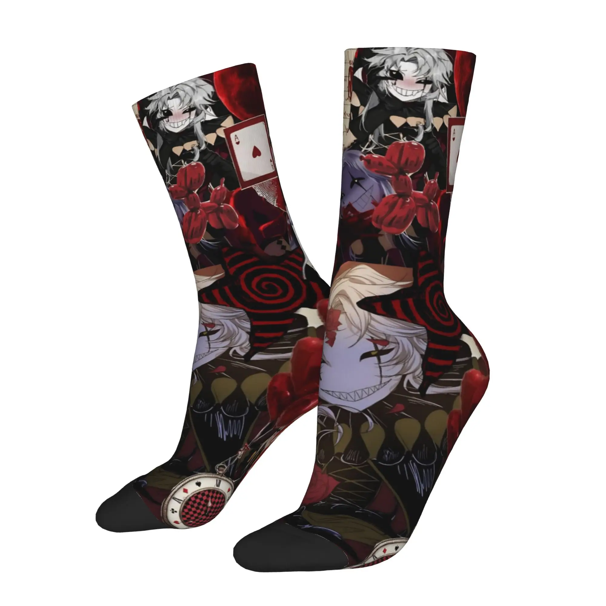 Harajuku The F-Freak Circus Pierrot Soccer Socks  Middle Tube Socks for Women Men Non-slip