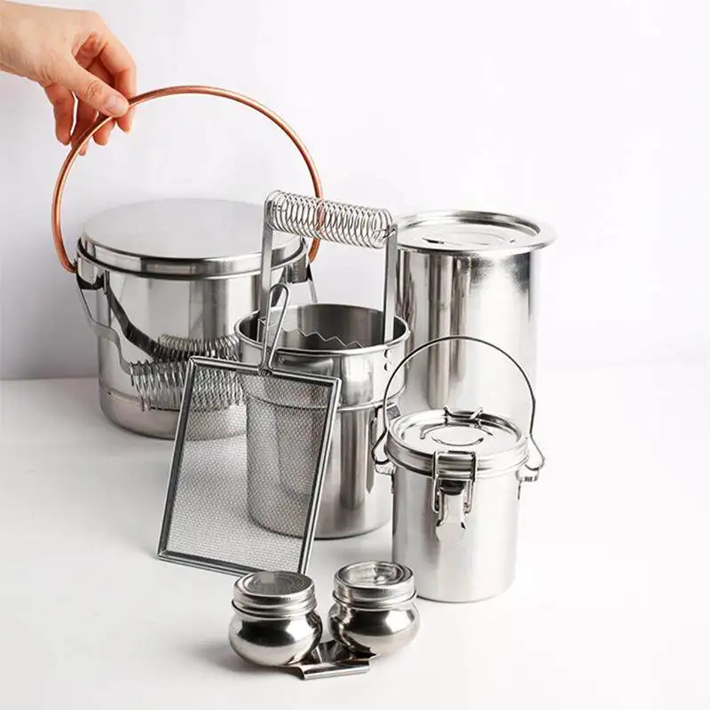 Stainless Steel Oil Painting Brush Washer Cup Metal Brush Cleaning Bucket Leak-Proof Color Mixing Brush Holder Art Supplies
