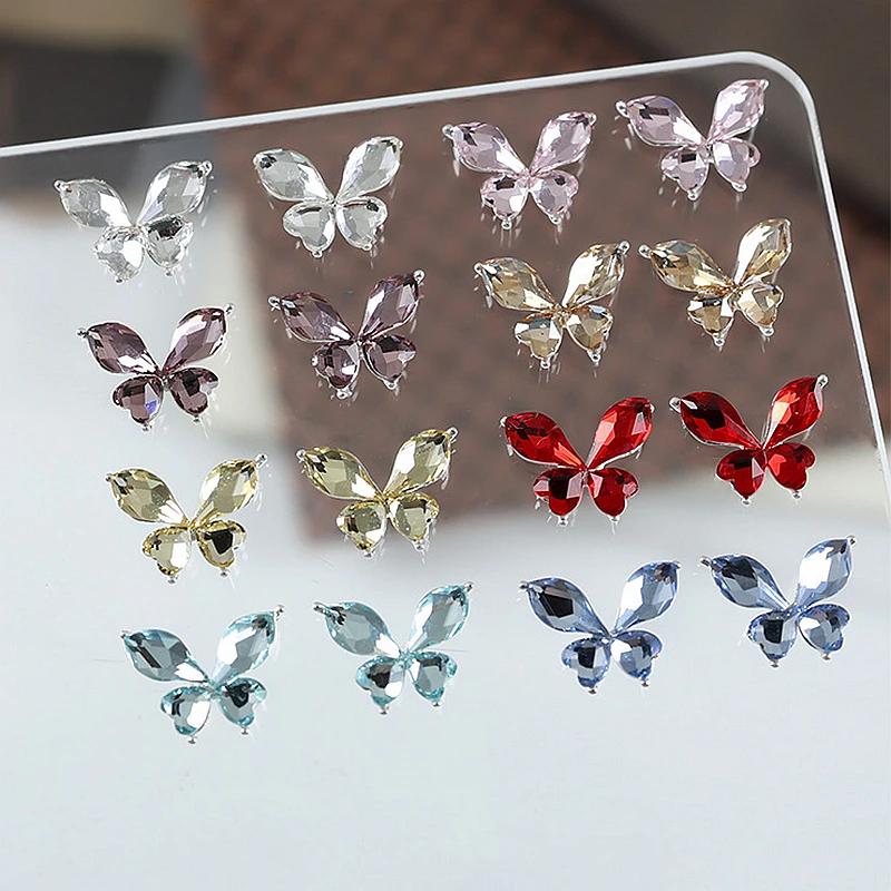 

5PCS 3D Crystal Butterfly Nail Art Rhinestone Charms Jewelry Parts Accessories For Nails Decoration Manicure Supplies Material