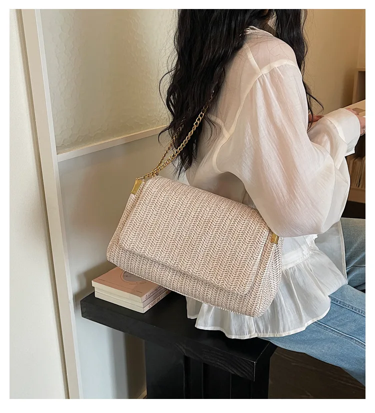 

Straw Crossbody Bag for Women Handmade Woven Shoulder Purse Summer Beach Handbag with Zipper Fashion 2026 Tote Bag