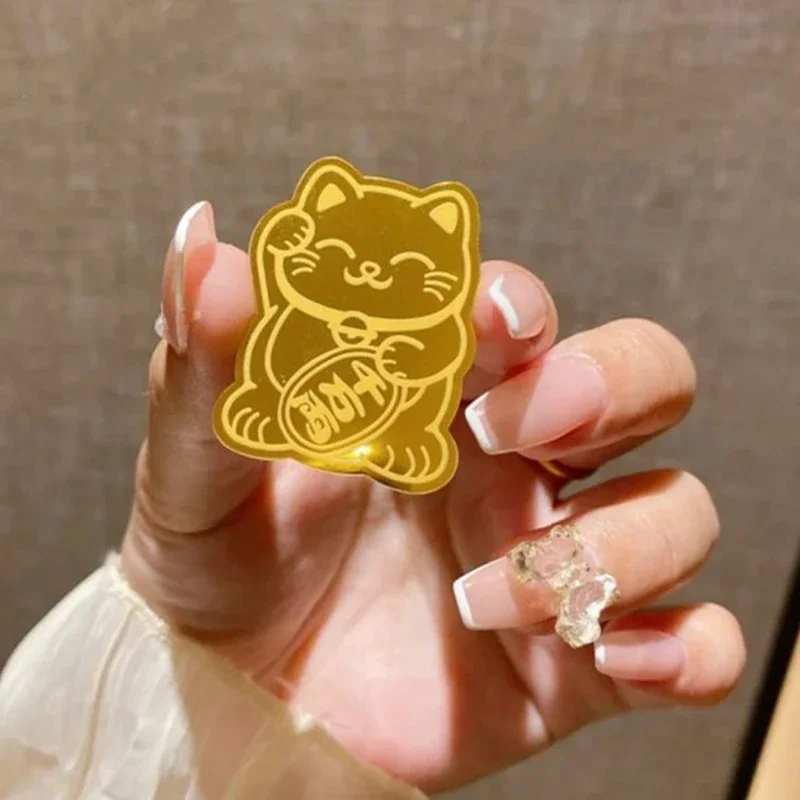 Smooth Matte Lucky Cat Gold Foil Mobile Phone Decoration New Year Stickers Lucky Cats DIY Self-adhesive Patch Sticker 2024 New