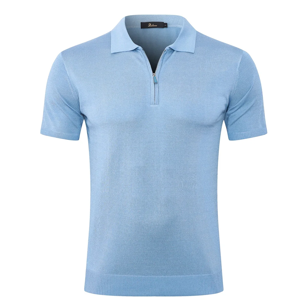 

OECHSLI T-shirt Silk 2025 New Men's short Sleeve Soft zipper Breathable color block collar and Suitable for gentleman M-5XL