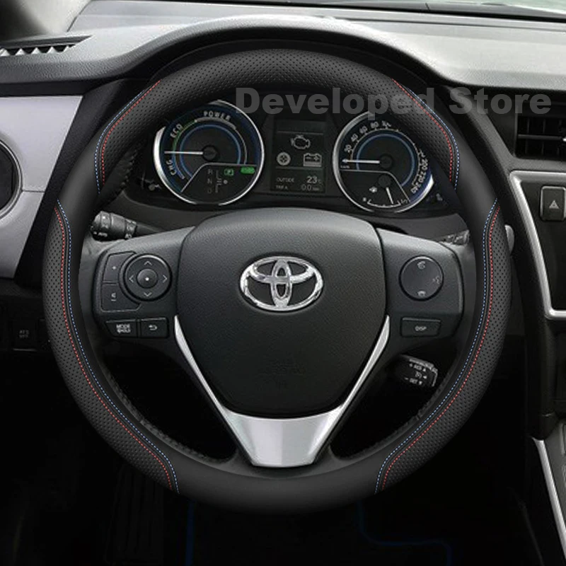 

Leather Car Steering Wheel Cover For Toyata Auris Touring Sport 2021-2003 Yaris sedan Corolla Cross Camry Crown Auto Accessories