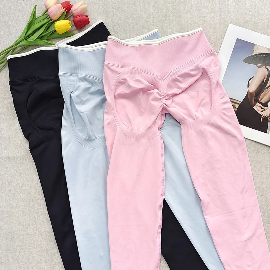 Leggings de yoga sans couture pour femmes, taille mi-haute, effet push-up, pantalon de fitness et de course, très élastique, rehaussement des hanches, pour Pilates et sport