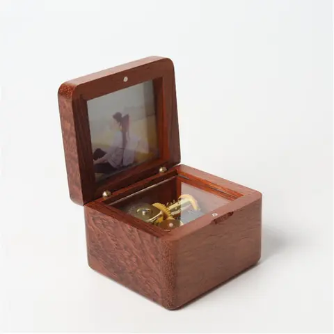 Wooden Photo Music Box Rosewood Customizable Clockwork Musical Box Summer You Are My Sunshine La Vie En Rose Romeo and Juliet