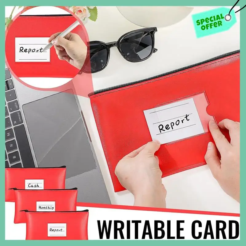 

A95Q-6PC Money Bags With Zipper Security Bank Deposit Bag Money Bag Receipt Holder For Cash Coins Cosmetic Paper Money Tool Dura