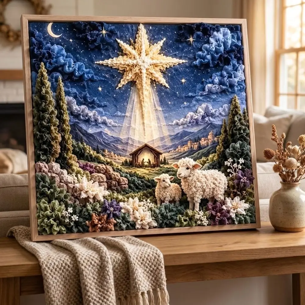 Christian Themed 3D Christian Fabric Poke Art Kit Cross Religious Faith Religious DIY Craft Supply Kit Educational Wall Hanging