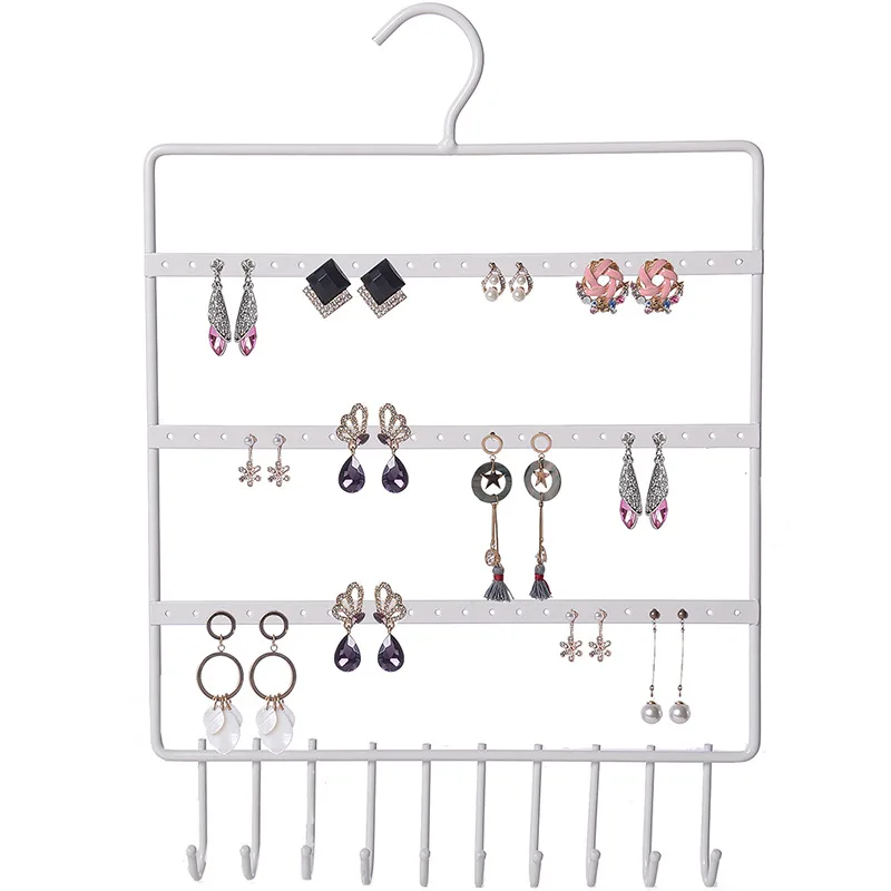 Metal Earring Organizer Household Wall Hanging Necklace Rack Ear Clip Jewelry Display Rack Ear Stud Bracelet Holder