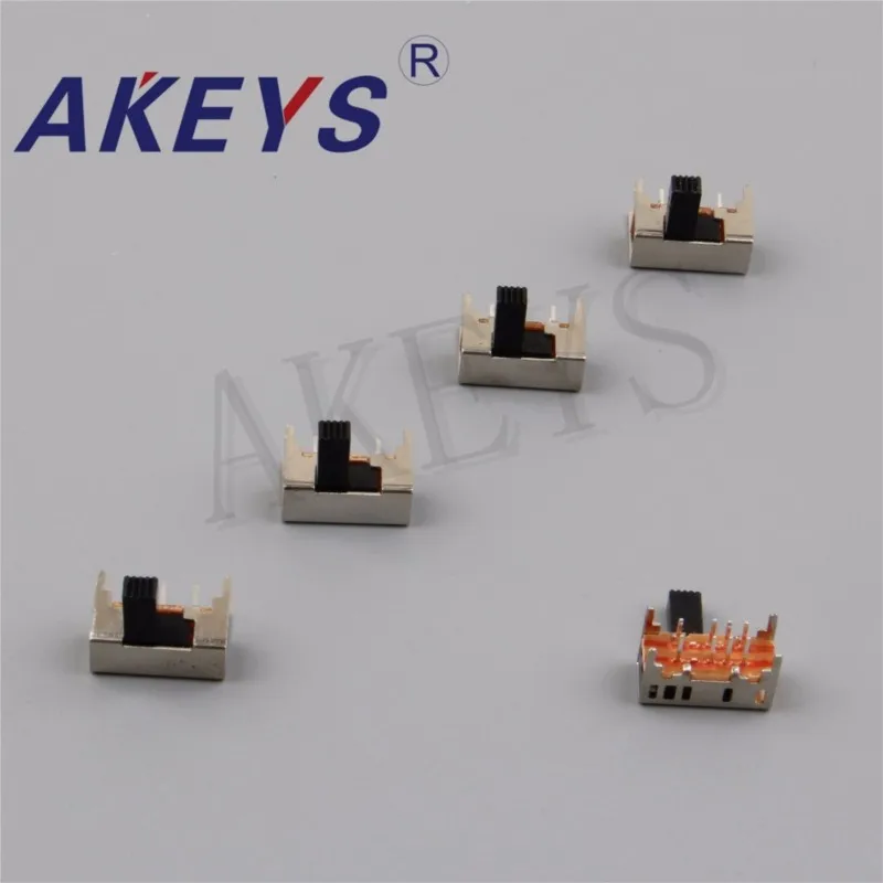 10PCS SK-23D05 2P3T 4/9mm le pole three throw handle heights can be customized slide switch side insert 8 pin with 4 fixed pin