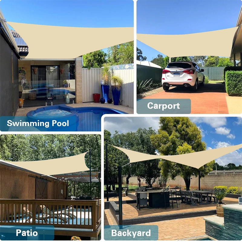 15 Color Sunshade Sail, Waterproof Sunshade, Sail, Outdoor Terrace, Lawn, Beach Garden, Carport, Backyard, Deck, Pavilion