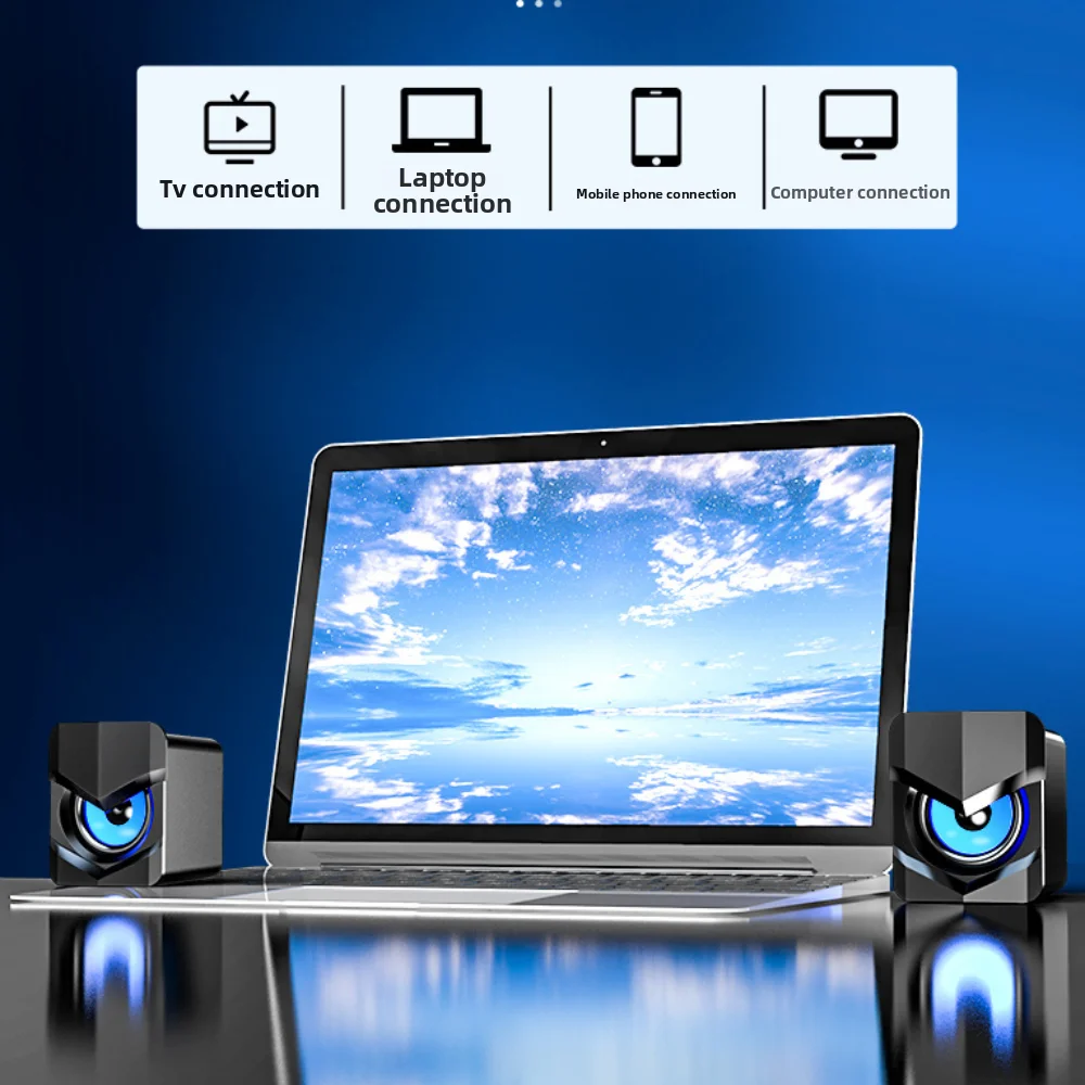 

Birthday Gift RGB Light USB Speaker AUX Audio Portable Wired Small Speaker Mini Wire Control Stereo Mini Speaker Desktop