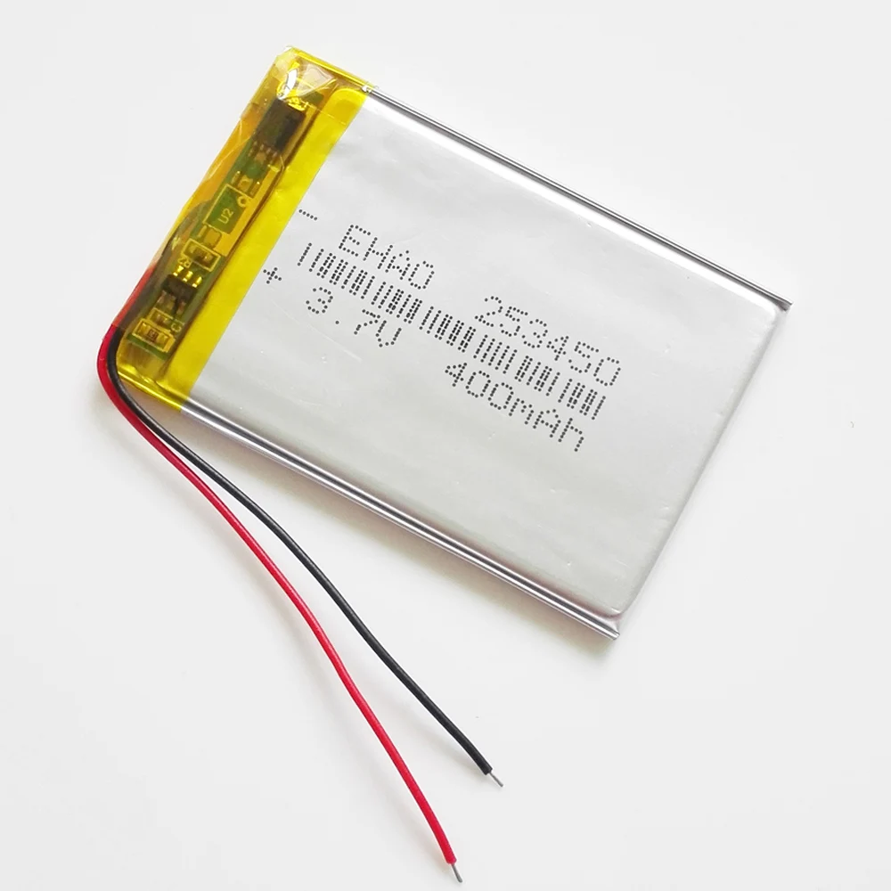 EHAO 253450 3.7V 400mAh Ultra cienki litowo-polimerowa LiPo akumulator do głośnika Mp3 GPS smart watch