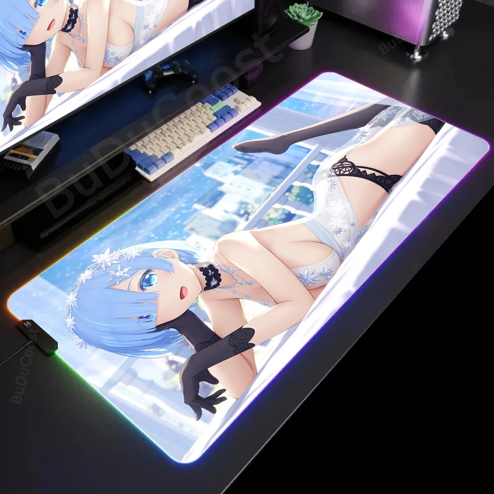 Hot selling item ReZero electronic sports Office High definition printing Desk Mat PC Gaming RGB Computer Luminescence Mouse Pad