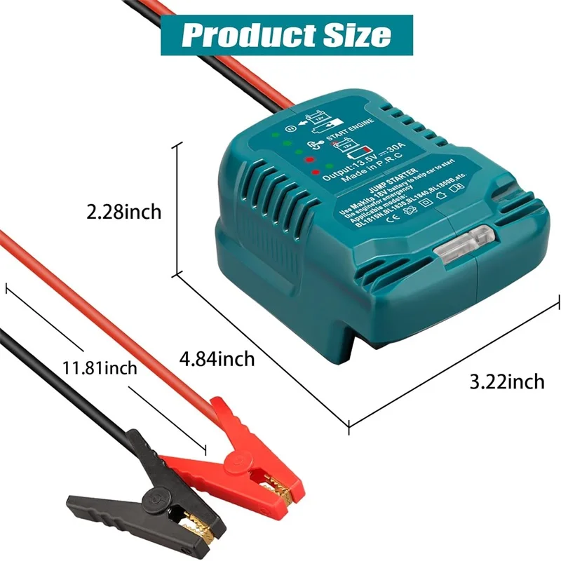 Jumper Cables Jump Kit for Makita 18V Battery 11AWG Cable Jump Starting Adapter Auto Booster Cable for Car Using Tool