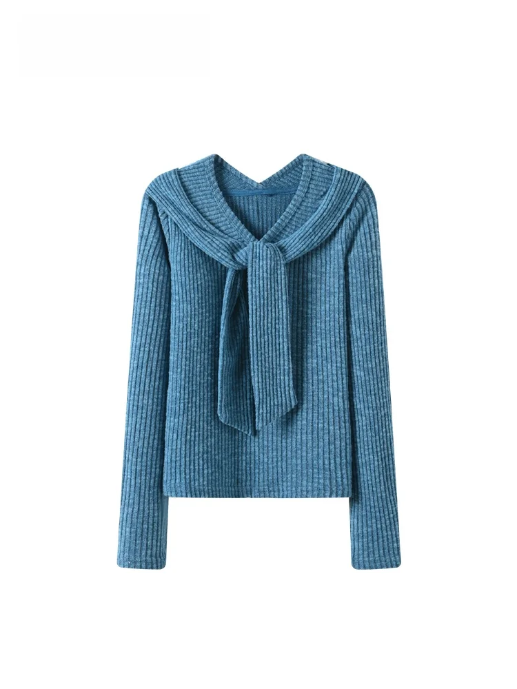 

CaraCLUB Large Size Long Sve Knitted Sweater Women's Faionable Vintage Slimming Top Spring New Sle Nylon Fabric