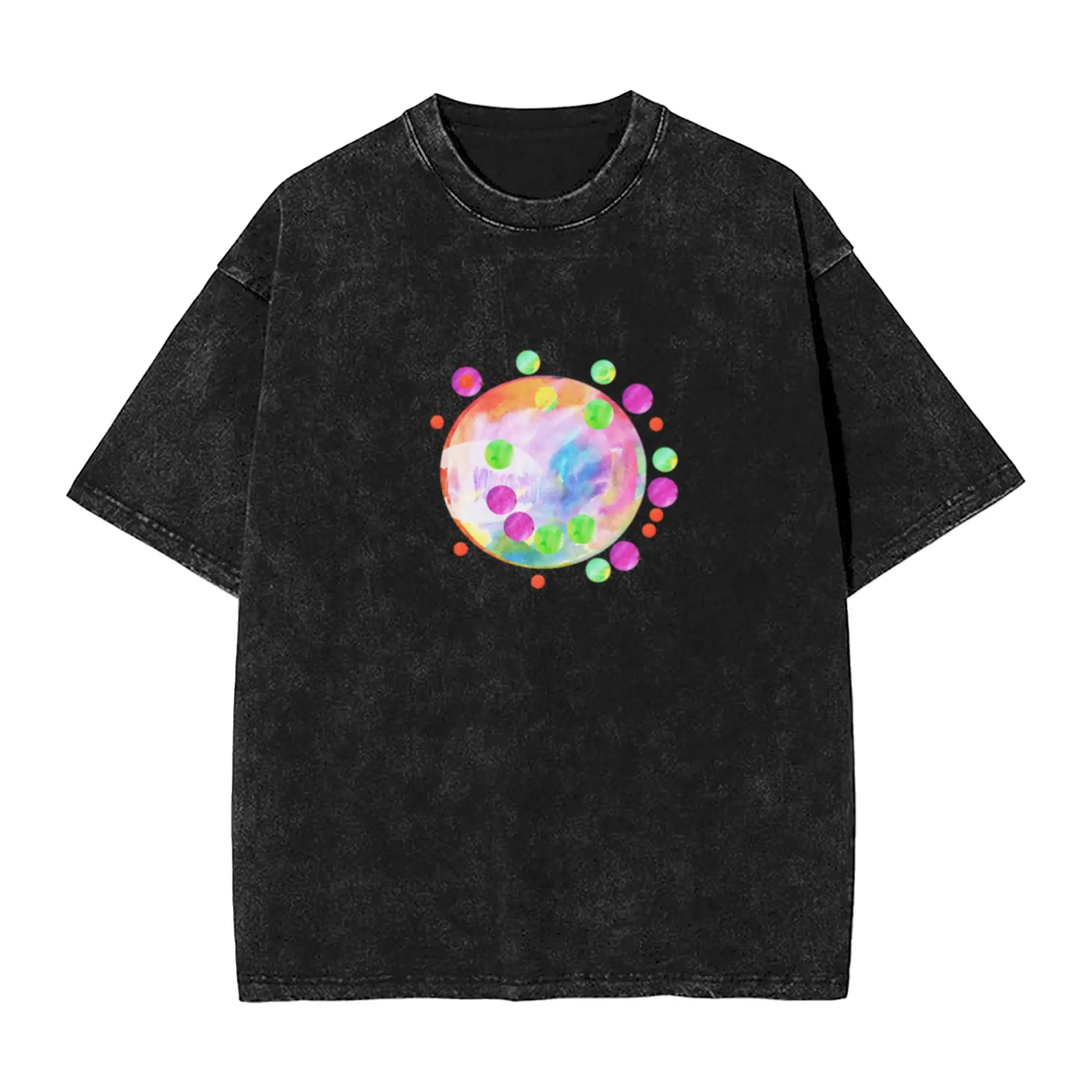 Watercolor abstract circle painting  Unique Chic A T-Shirt Oversized Short Sleeve Men's Women's Cotton Tees Tops