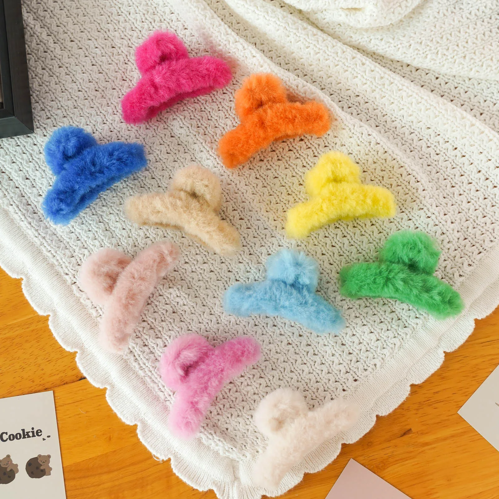 

Kawaii Princess Sweet Hair Pin Clips Headwear Korean Candy Color Plush Hairpin Claw Headband for Children Girls Kids Accessories