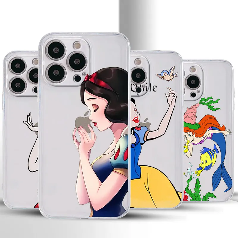 Ariel Snow White Princess Disney Case for iPhone 15 Pro Max 8 7 6S Plus 11 X XS 13 Mini 14 Pro Max SE 12 XR 13 Pro Back Soft Bag