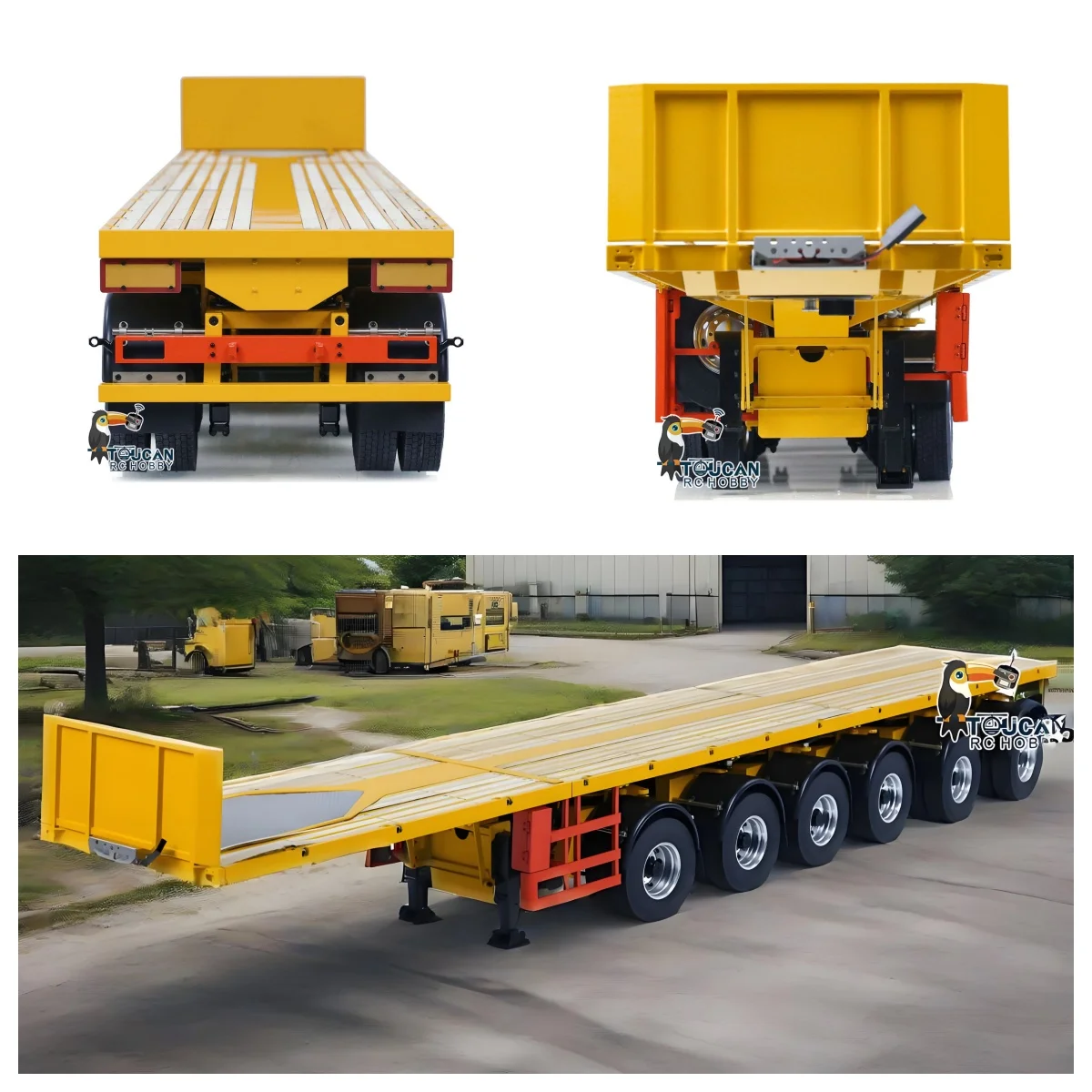 

NOOXION 1/14 Metal Flat Trailer 6 Axles with Servo Fury Bear Model for RC Tractor Truck Remote Control Car Painted Toy TH23376