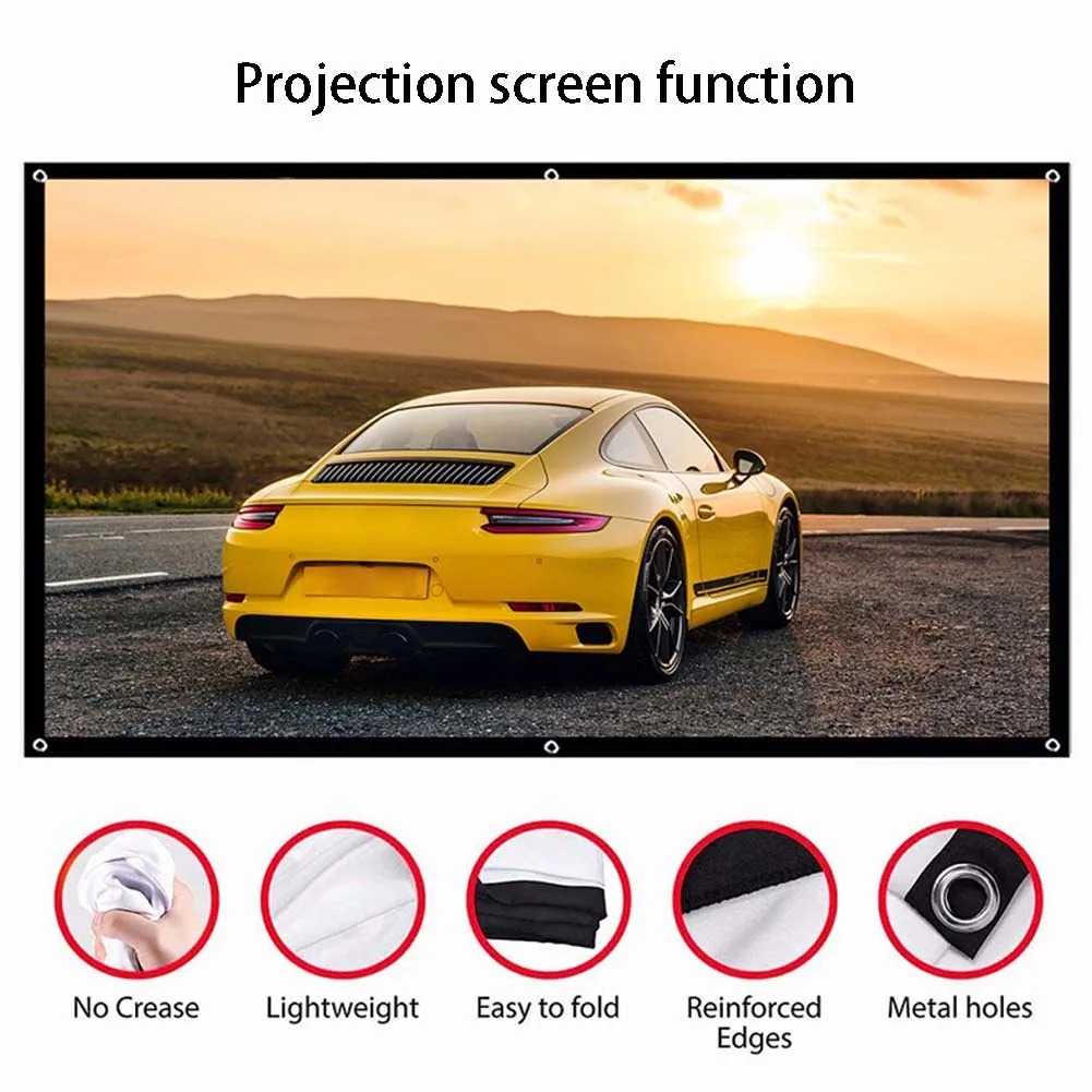 Thinyou Oxford Fabric Projection Screen Soft and Foldable 60 72 84 100 120 150 180 200 inch 4:3 Outdoor Projection Screen