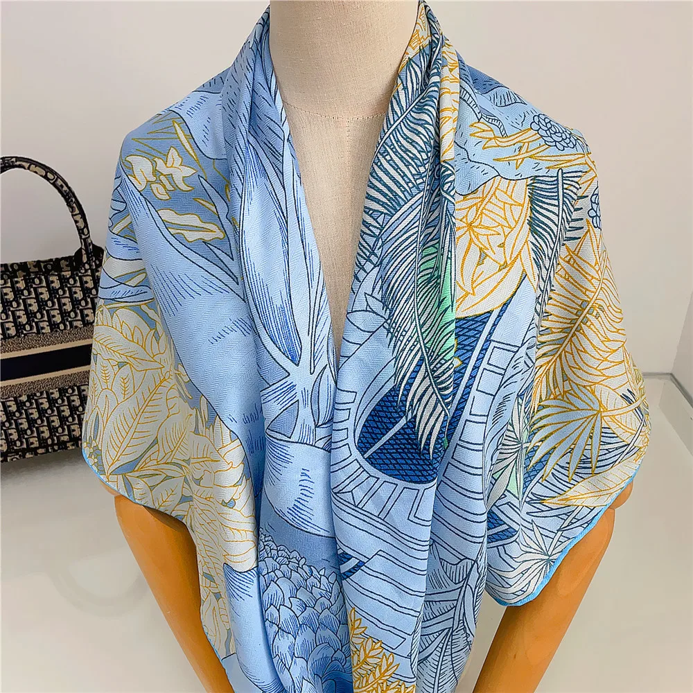 Faubourg sciarpa di seta di cachemire caldo tropicale Designer scialli di Pashmina di lusso per le donne foulard di rotolo di orlo arrotolato