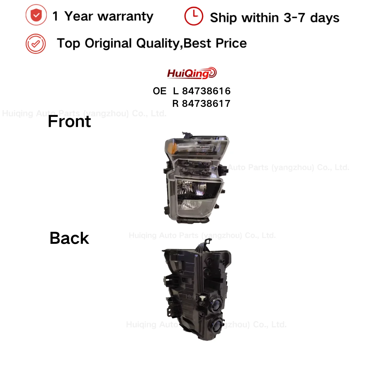 Halogen Headlight Assembly Compatible For Chevrolet Silverado 2500/3500HD 2020-2023 Right Passenger Side 84738617 GM2503504