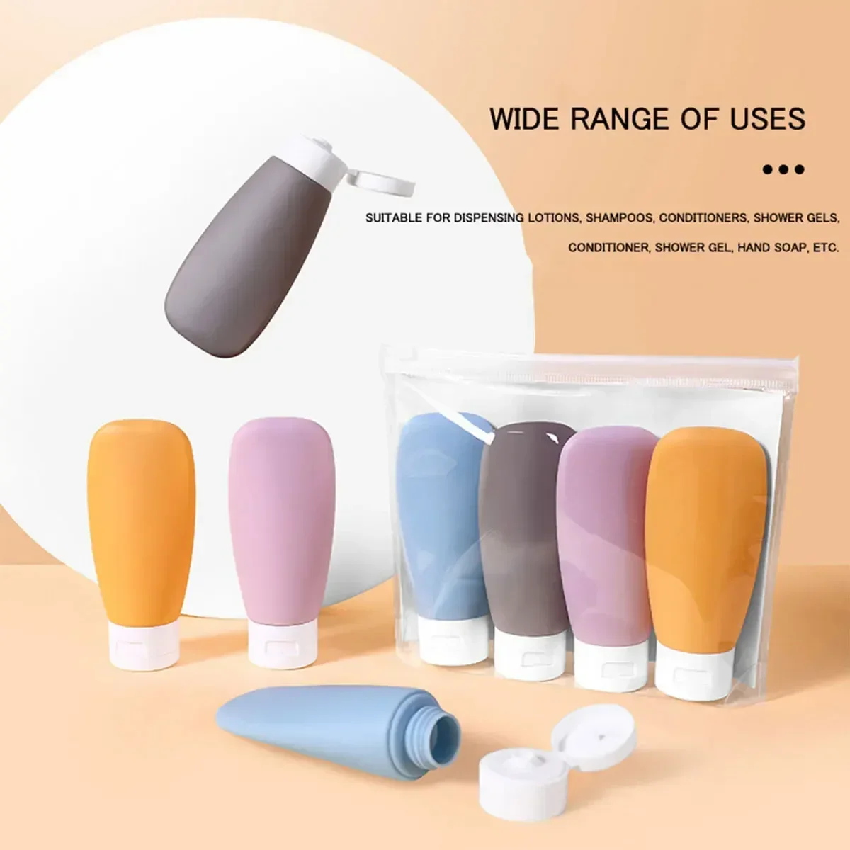 4-piece PE leak-proof travel bottle set, suitable for business travel, portable refillable and squeezable container, ideal for t