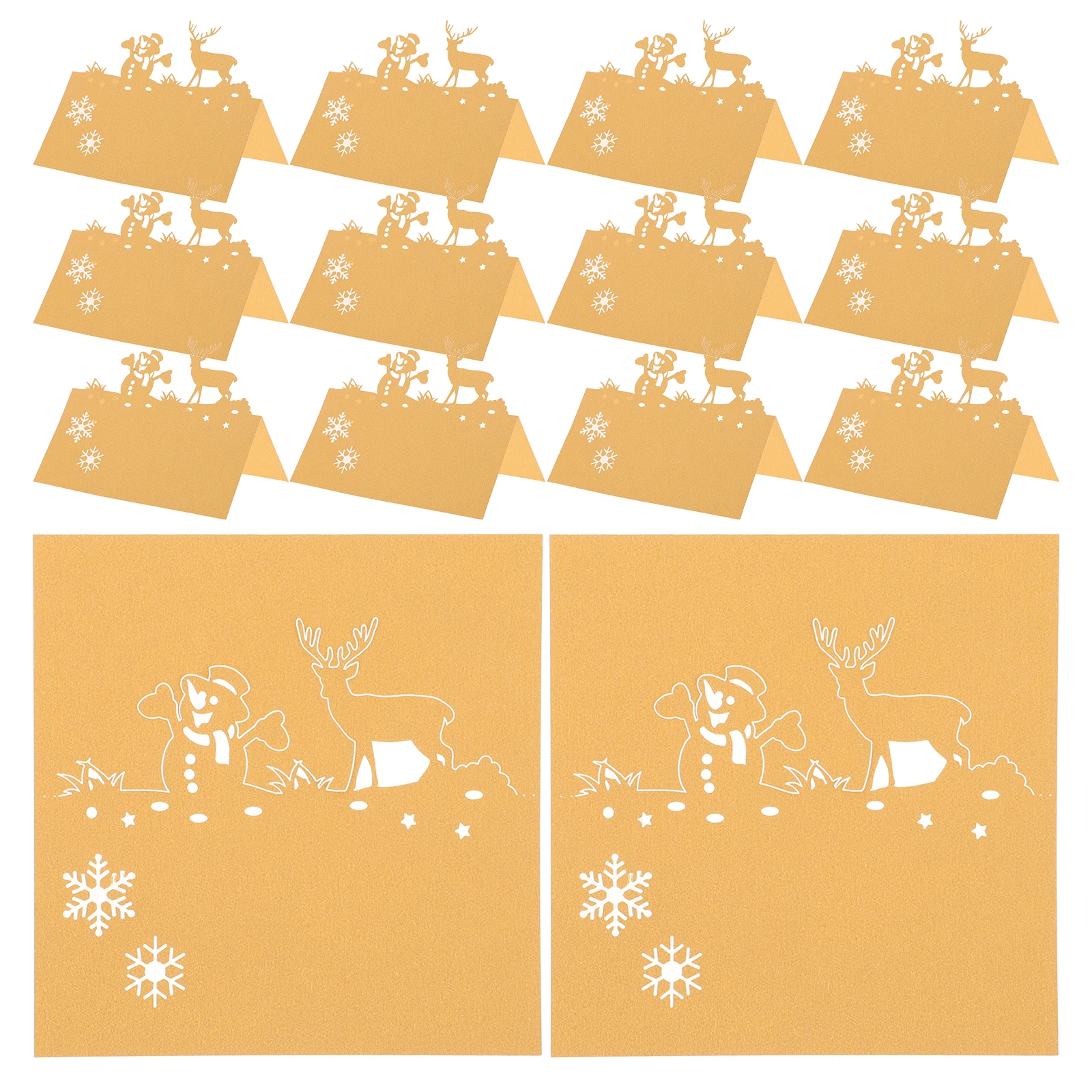 

50Pcs Christmas Table Cards Reindeer Snowman Design Intricately Cut Place Cards for Holiday Party Wedding Dinner Seating