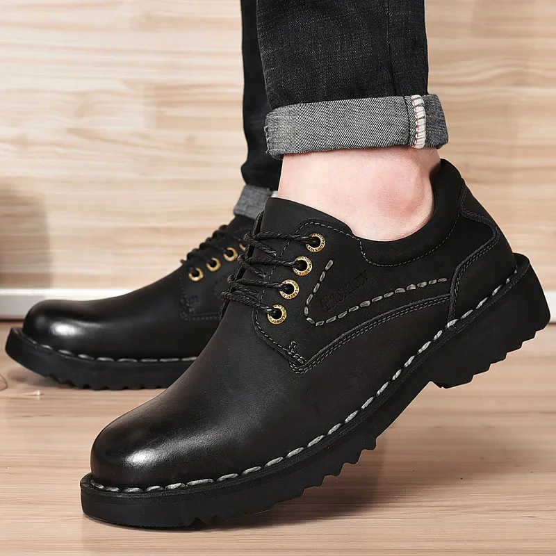 

Workwear head tie handmade vintage business shoes men's shoes fashion men's flat sole fashion breathable comfortable work shoes