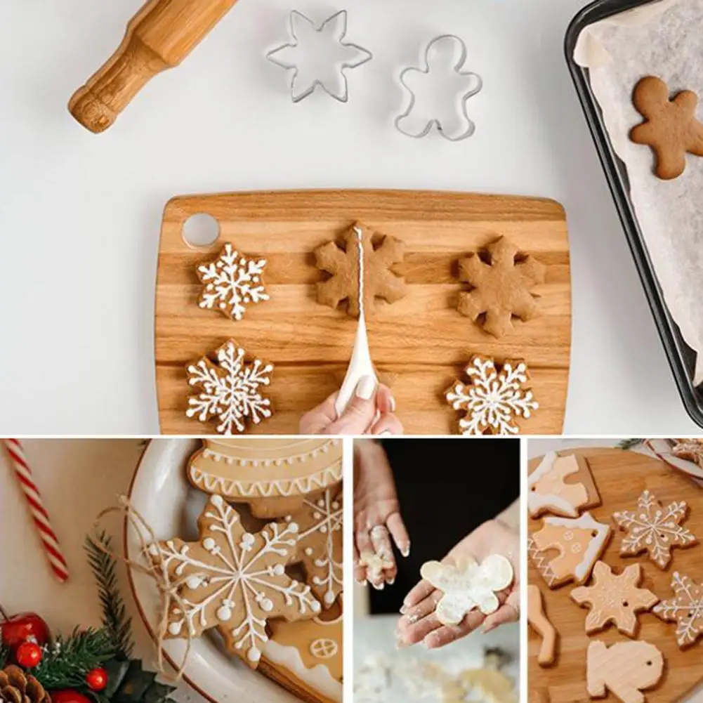 

Baking Press Molds Oven-safe Holiday Baking Molds Christmas Cookie Cutter Set Santa Claus Reindeer Snowman Food Grade for Diy