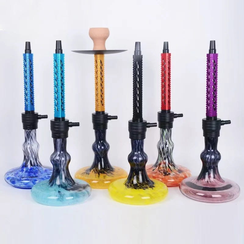 

New Medium Size Hollowed Single Pipe Hookah Full Set Color Glass Bottle Arab Shisha Pipes Smoking Grass Narguile Complete Hoka