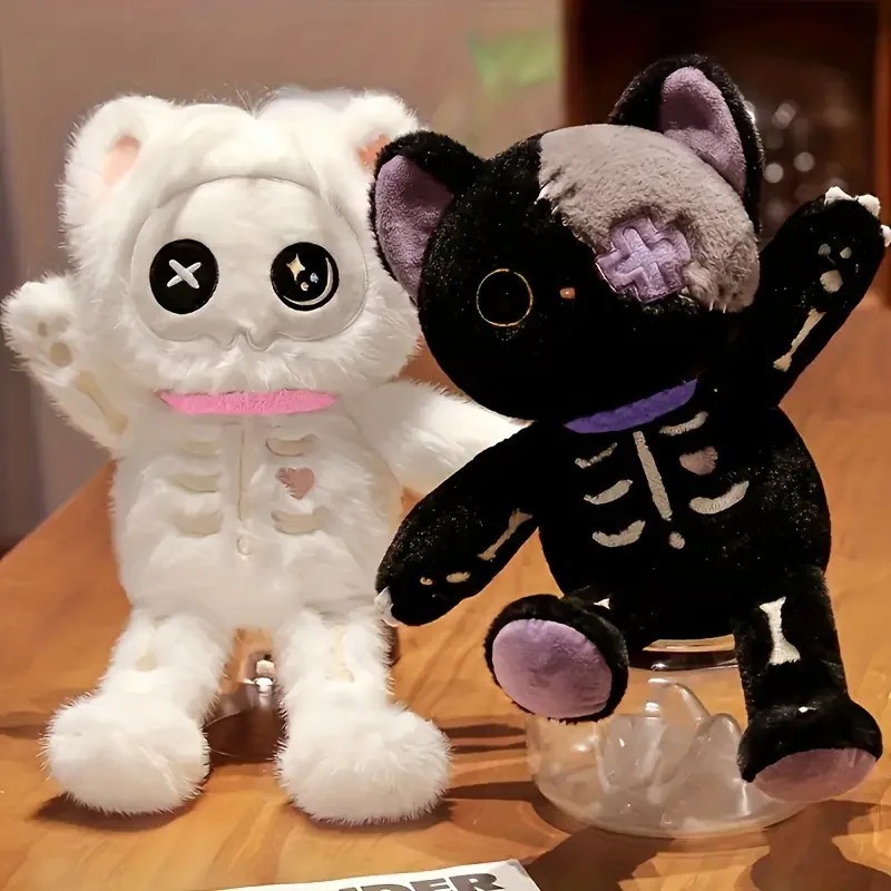 35 cm 2 Farben Skelett Katze Plüschtiere Einzigartige Katze Kuscheltiere Halloween Skelett Katze Plüschpuppe Eid Mubarak Halloween Geschenke