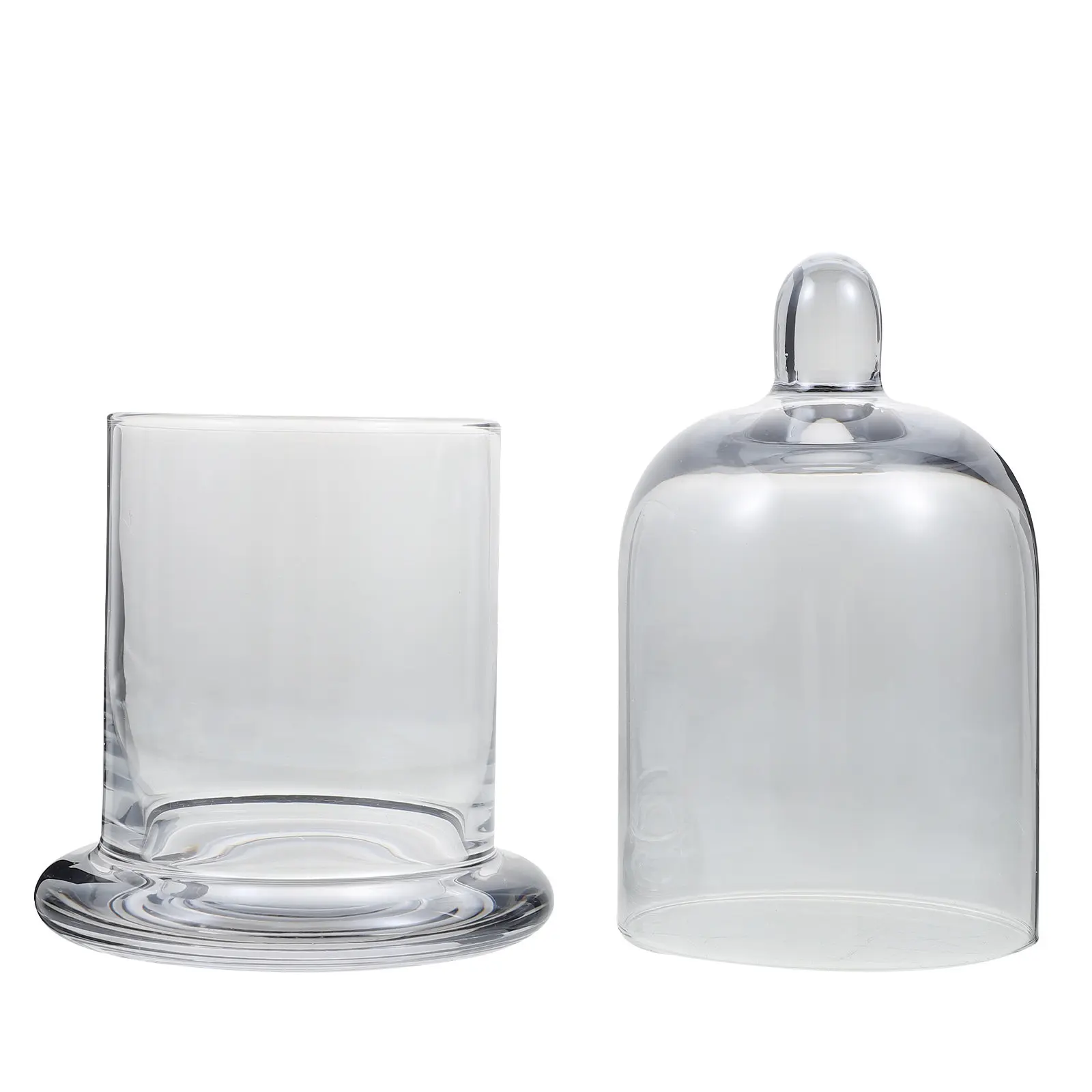 Clear Glass Candle Holder Set Decorative Wax Jar for Home Office Bedroom Relaxing Ambience Decor