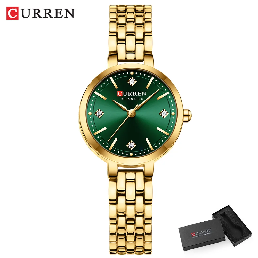 CURREN Mode Goldene Uhr für Frauen Edelstahl Wasserdichte Damenuhren Original Luxus Damen Quarz Armbanduhr 9