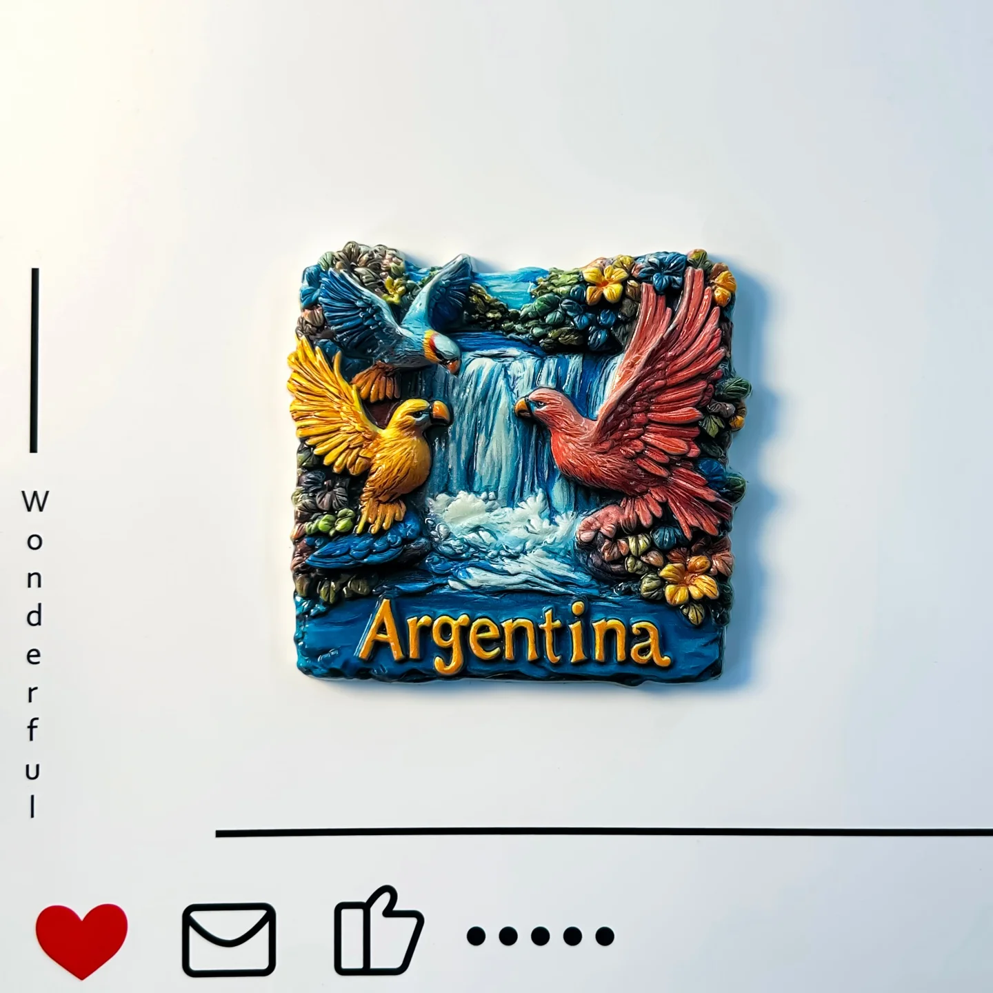 Argentina, Iguazu caídas, paisaje, parche para refrigerador, guacamayo, regalo de compañero de viaje, parche para refrigerador