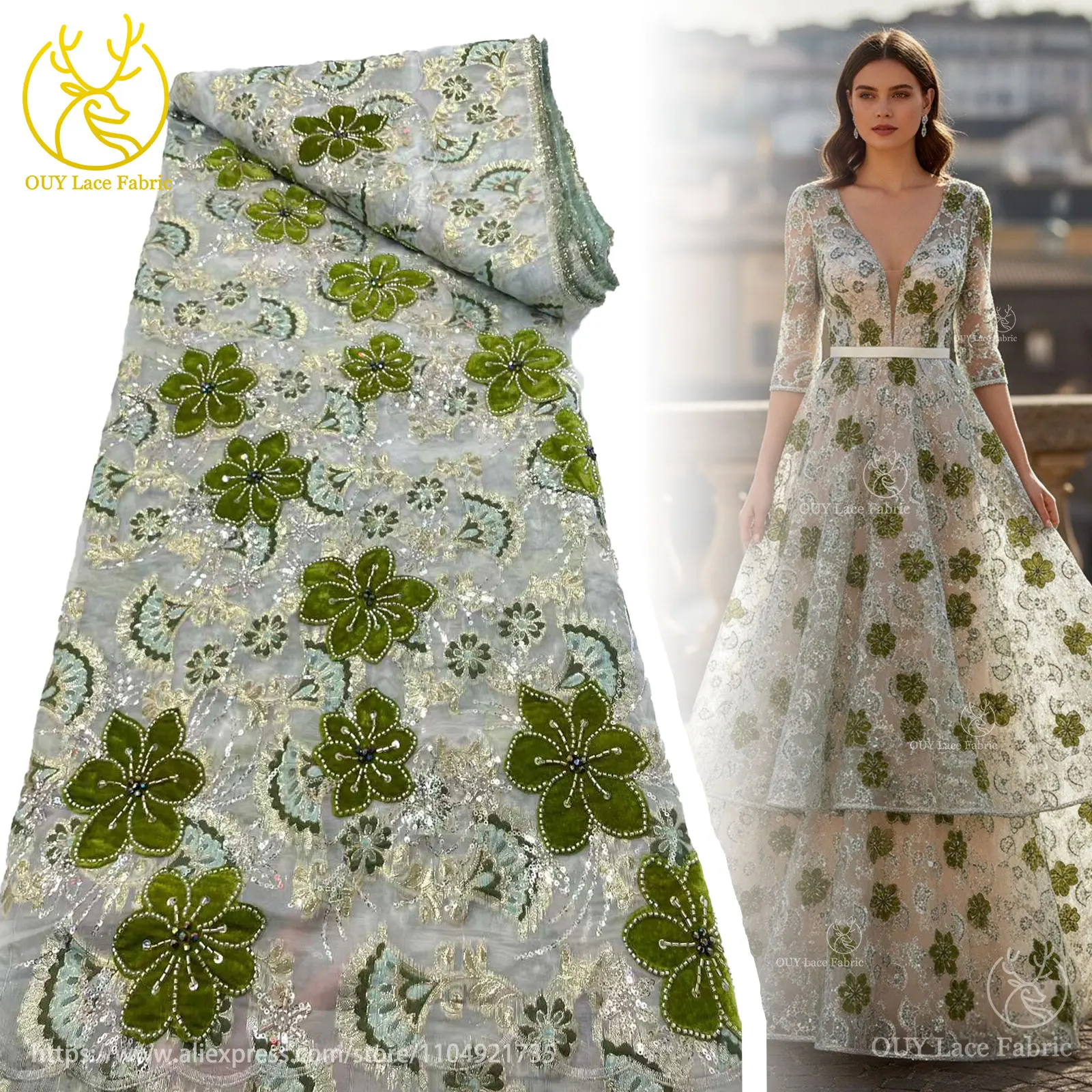 

Новейшие африканские бархатные вышивки с цветами и бисером, сетчатая кружевная ткань, 2025 г., Нигерия, французские тюлевые кружевные женские вечерние платья с блестками