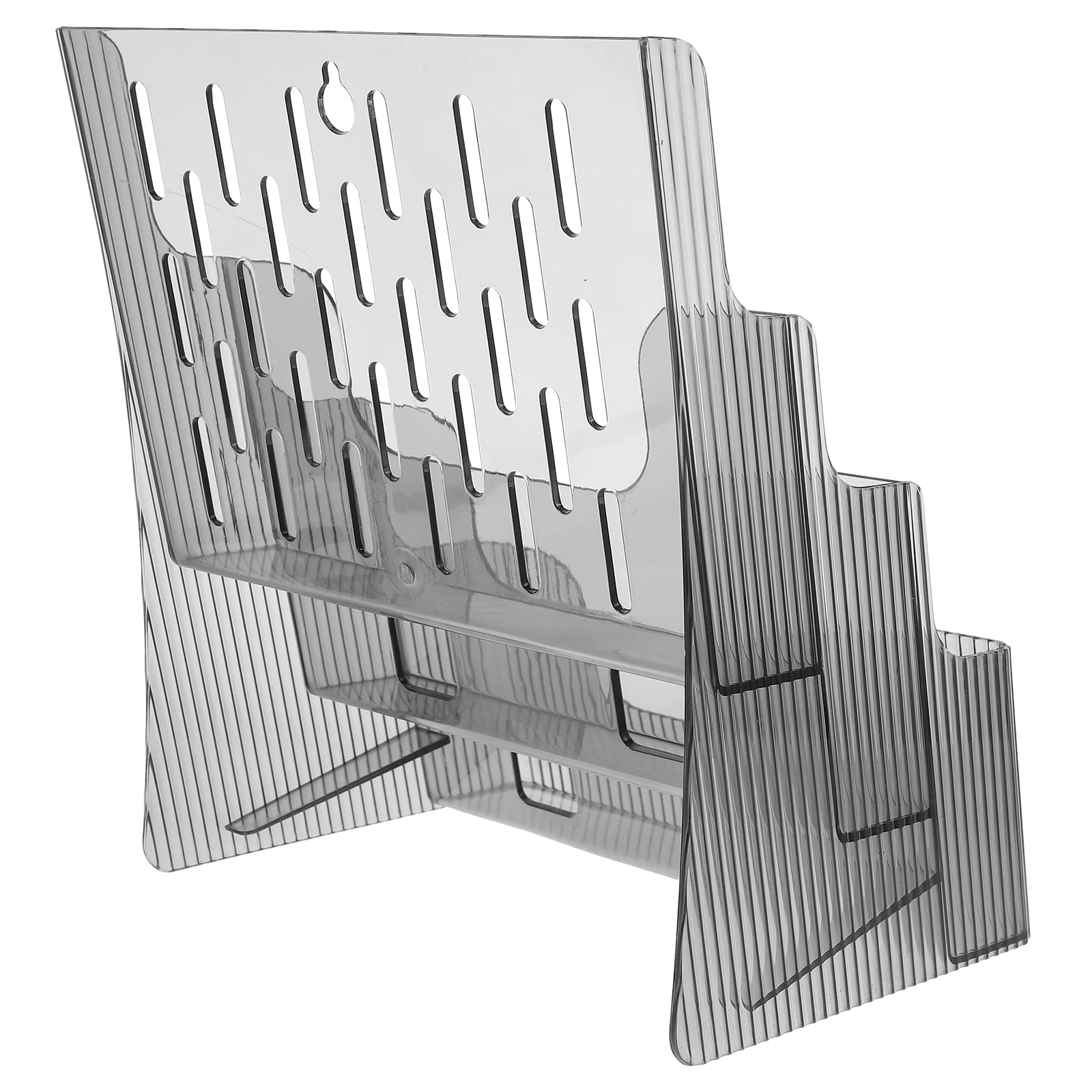 

1pc Clear File Holder Multi-Tier Desktop Organizer For Papers Brochures Magazines Acrylic Document Storage Rack Folder Stand