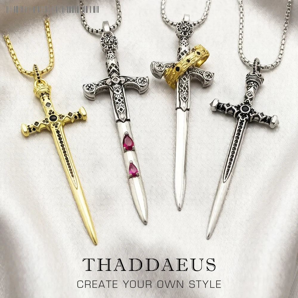 

Кулон с мечом, звено цепи, ожерелье, летние брендовые новые ювелирные изделия, европейское серебро 925, винтажный подарок для женщин и мужчин