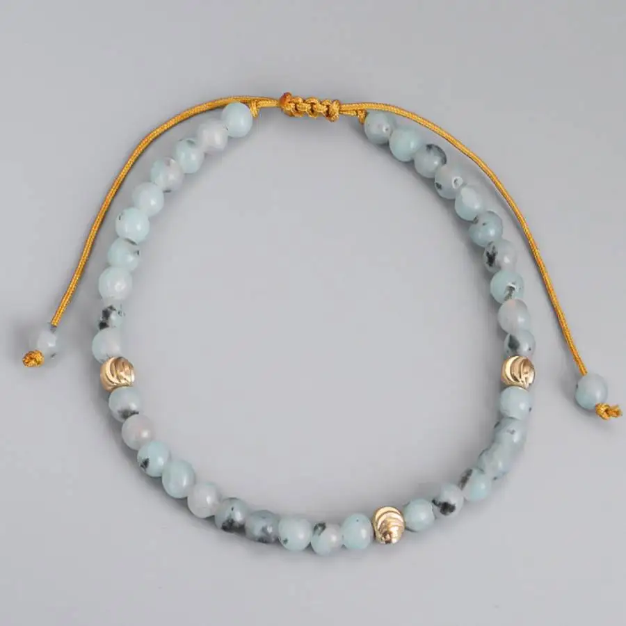 

Handmade natural stone bead knit bracelet,men's cuff button,Ramadan prayer bead,women's meditation,holiday gift,daily wear