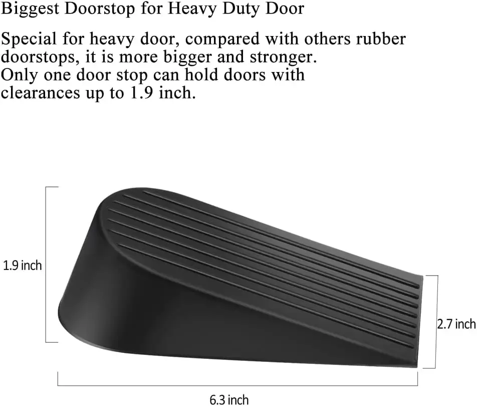 Big  2 Packs Heavy Duty  Rubber Door Stop  on All Floor Surfaces Height  to 1.9 Inches Non-Scratching Doorstops Special for  Off